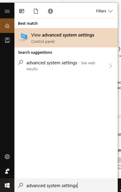 open advanced system settings