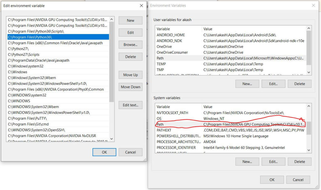 add python path in environment window