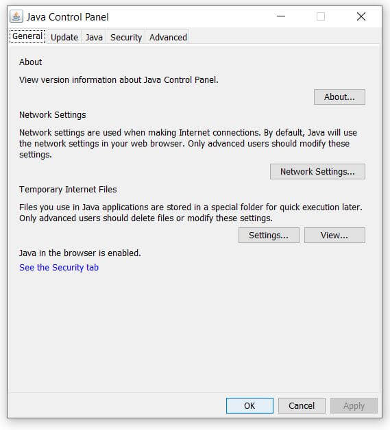 java control panel