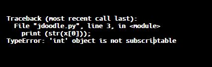 python error int object is not subscriptable